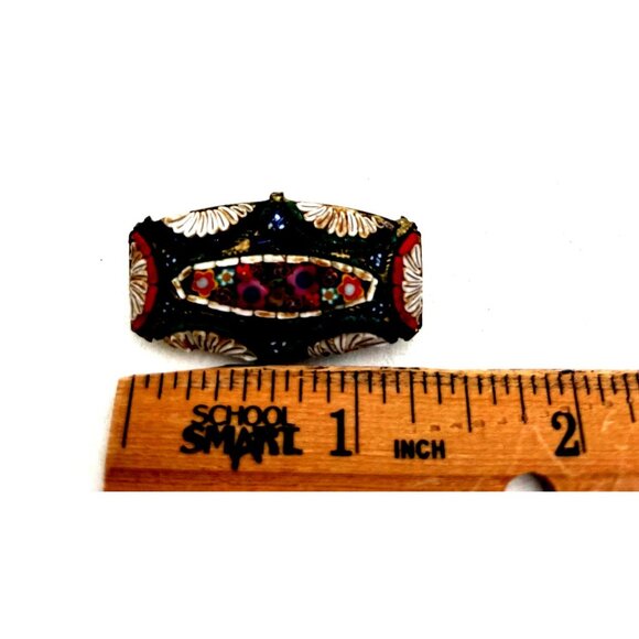 Antique Italian Glass Micro Mosaic Floral Brooch 1.25" - Picture 5 of 6